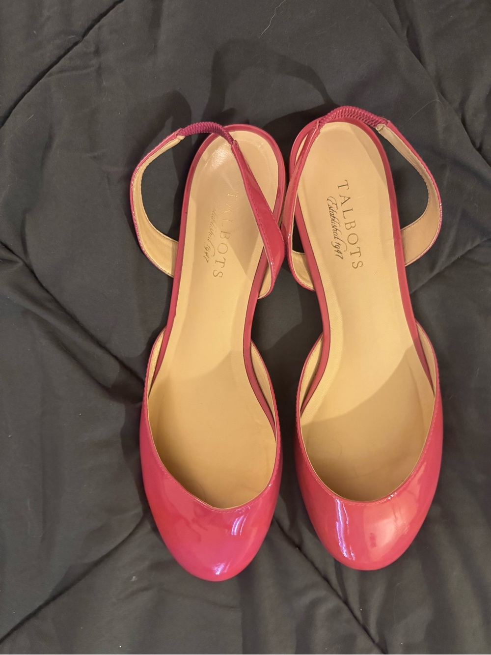 Talbots Hot Pink Patent Slingback Flats